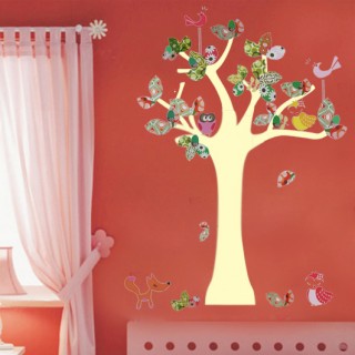 Colorful tree and owls Wall Decal 